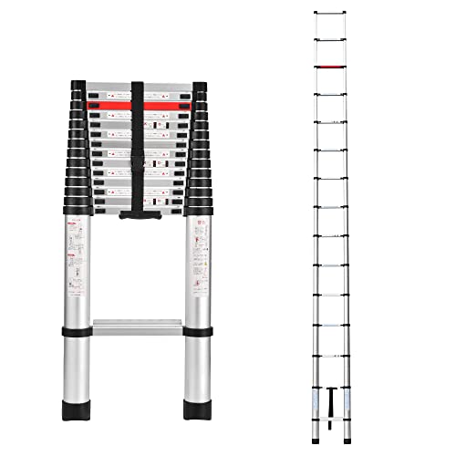 伸縮はしご 5.8m アルミはしご 耐荷重150kg 持ち運びやすい 折り畳み 伸縮梯子 室内室外両用 安全ロック 日本語説明書付き