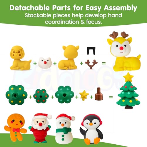 Image of Kidology 4-Pcs. Christmas Gift Pack for Kids - Santa Diary, Erasers, Flexible Santa Pens & Festive Gift Wrap | Fun Holiday Stationery Set with Random Designs