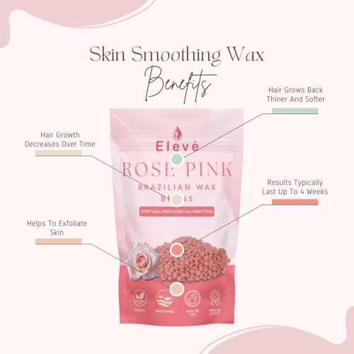 Image of Eleve Brazilian Wax Beans For Women | Hair Removal For Removing Tan, Dead Skin | For Legs, Arms, Underarms, Bikini | At Home Quick & Easy Hair Removal | For Sensitive Skin (Rose Pink) (300 Gm)