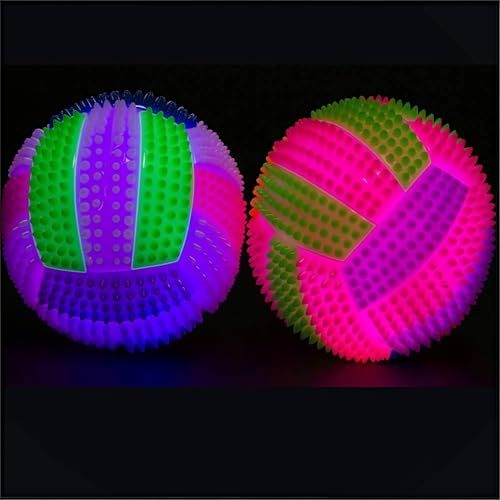 Esoes 2 Pack Light Up Dog Balls for Small & Medium Dogs Flashing LED Squeaky Dog Ball Glow in The Dark Interactive Dog Toy 6.5CM Puppy Ball