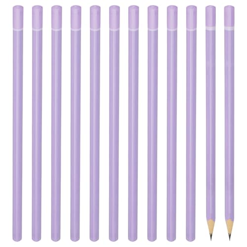 PATIKIL 三角木製鉛筆 バルク 12本入り HB グラファイト鉛筆 事務所用品 エンジニアリング マーキング 書き込み アート 絵画 用品 パープル