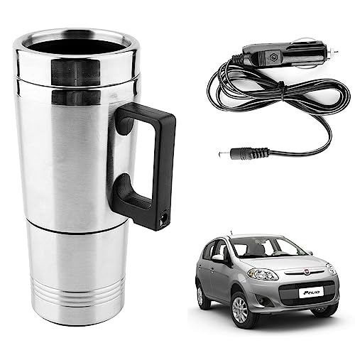 Image of Oshotto 12V Stainless Steel Car Heating Kettle /Mug, Travel Friendly electric Tea /Coffee maker Compatible with Fiat Palio (300ml) - Silver