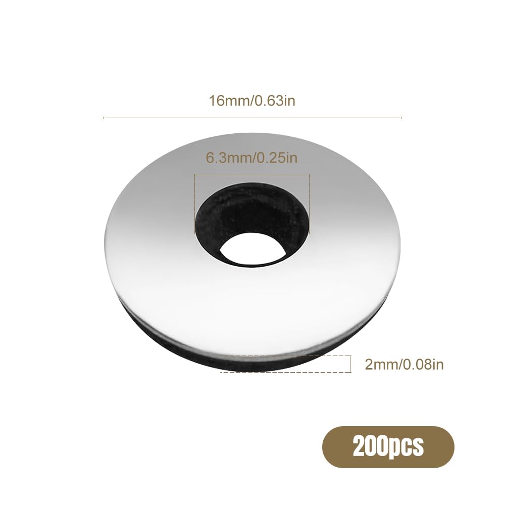 M6.3 x 16mm Rondelle di Tenuta EPDM, 200 pezzi 304 Acciaio Inossidabile Rondelle di Tenuta con Guarnizione Durevoli Rondelle Piatte per Macchinari Industriali Edilizia