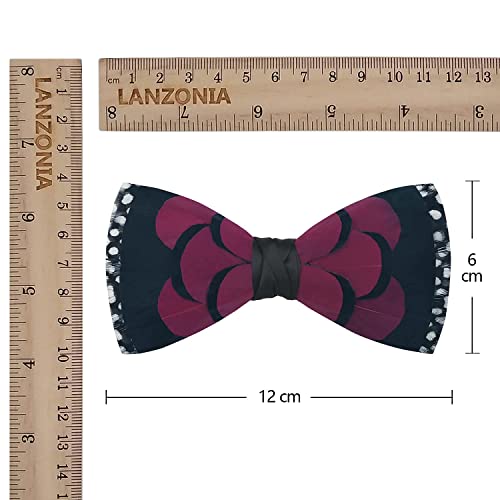 Image of Feather Bow Ties for Men Original Luxury Elegant Wedding Bow Tie Pre-Tied Handmade Mens Bowties for Tuxedo