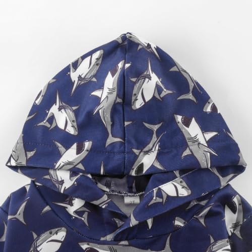 Image of Akyzic Baby Boys Dinosaurs Hoodie Boys Shark Pullover with Pocket Kids Truck Warm Sweatshirt Sweater