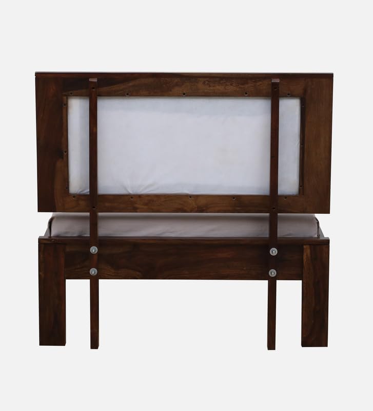 Image of Solid Sheesham Wood Pearl Single Bed Without Storage | Wooden Single Bed Cot Palang Furniture for Bedroom Living Room Home and Hotel (Provincial Teak Finish)