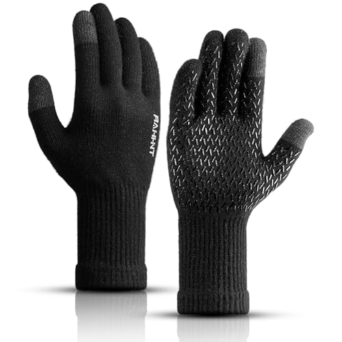 Rahhint Guantes Invierno Hombre Finos - Guantes Lana Hombre Mujer para Pantalla táctil Ideales para Ciclismo, conducción, Mensajes de Texto, Deportes al Aire Libre