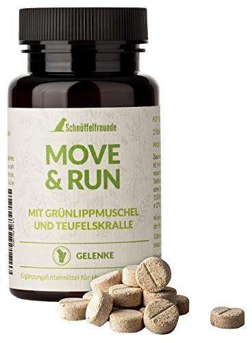 Schnüffelfreunde Move & Run für Hunde I Mit Grünlippmuschel, Teufelskralle, MSM und Weidenrinde I Nahrungsergänzung für den Hund (ca. 150 Stück) Cover