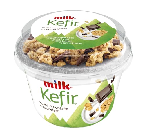 Milk Kefir Bianco Cremoso, Senza Lattosio, Cioccolato e Muesli alle Nocciole, 160g