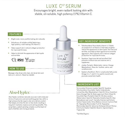 Luxe-C17-Vitamin-C-Serum-For-Face-with-AloeHyplex-by-DeVita-age-defying-serum-for-dark-spots-wrinkles-with-stabilized-17-vitamin-c-for-sensitive-skin-13ml Luxe C17 Vitamin C Serum For Face with AloeHyplex by DeVita - age defying serum for dark spots, wrinkles with stabilized 17% vitamin c, for sensitive skin -13ml