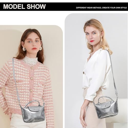Bolso pequeño bandolera de cuero metálico para mujer miniatura 4