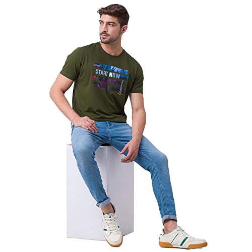 Image of Spykar Light Wash Cotton Stretch Tapered Fit Mens Jeans (Blue, 32)