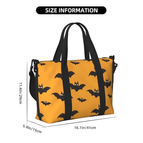 Laptop Tote Bag for Women Work - Cute Black Bat Print Weekender Overnight Bags for Women Travel, Gym Duffle Bag for Men, Personal Item Crossbody Travel Bags for Men Carry On2