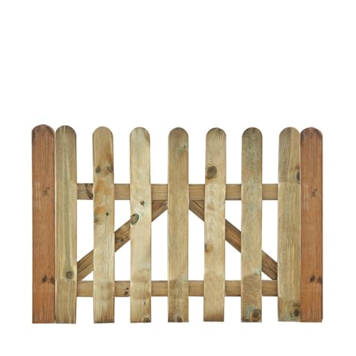 PUERTA VALLA CLÁSICA DE MADERA PARA EXTERIOR (120cm X 100cm)
