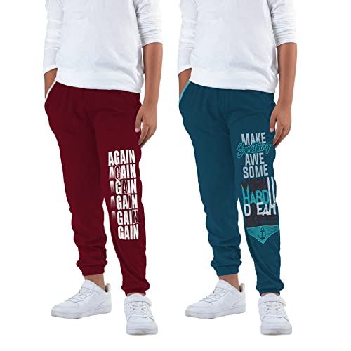 Image of KYDA KIDS Boy's Regular Fit Mid Rise 100% Cotton Track Pant - (Pack of 2)