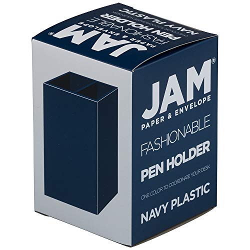 Image of JAM PAPER Plastic Pen Holder - Navy Blue - Desktop Pencil Cup Sold Individually