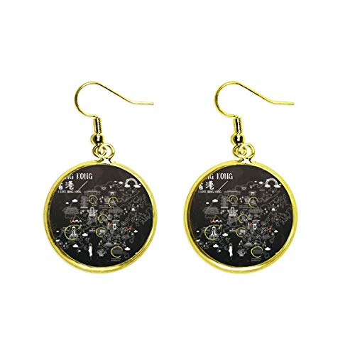 Ear Dangle Golden Drop para mujer: pendientes perfectos para pasear por el centro de Hong Kong
