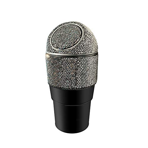 Image of Bling Rhinestone Auto Garbage Can Car Trash Can with Lid Mini Garbage Bin for Automotive Car, Home, Office, Kitchen, Bedroom (B)