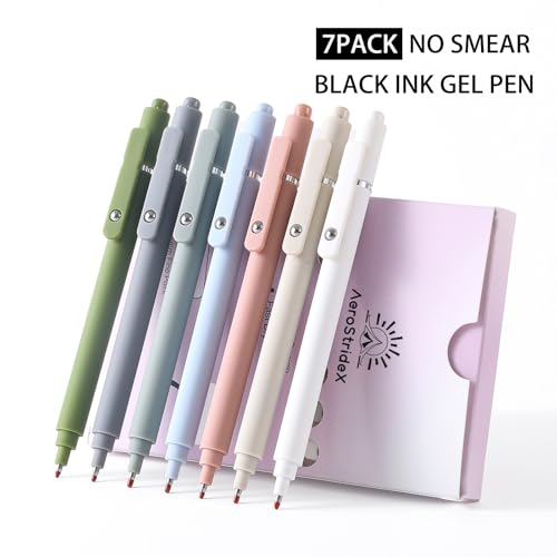 Set 7 bolígrafos de gel negro 0.5 mm punta fina miniatura 3