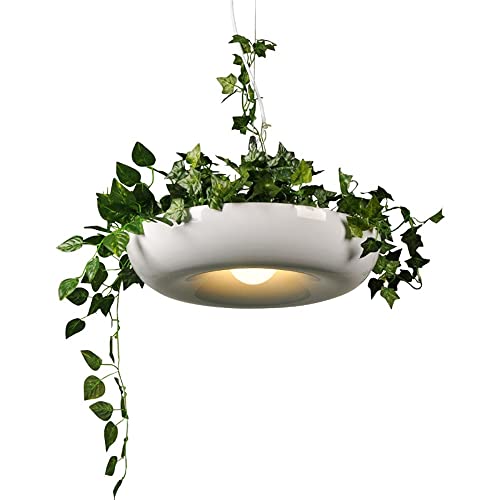 Plafonnier rustique moderne en aluminium blanc et fausse plante