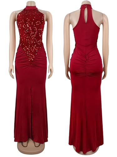 Image of Figdaw High Slit Sexy Evening Gowns Long Prom Dress for Women Formal Elegant