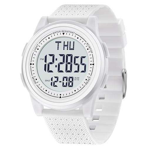 Watches for Men, Ultra-Thin Digital Watch Men with Stopwatch Countdown Alarm Wide-Angle Display Waterproof Minimalist Mens Watch Gifts for Mens Womens