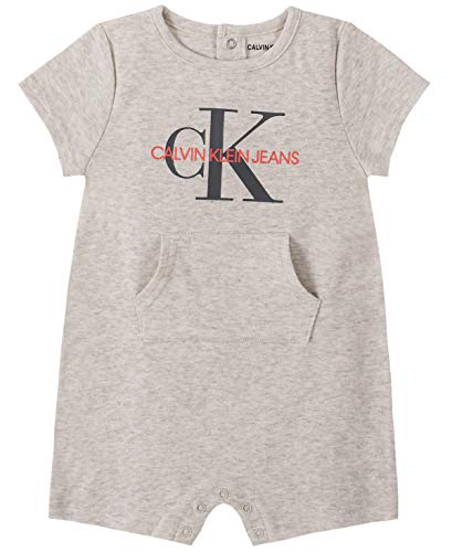 Calvin Klein Baby Boys' Infant Romper, Oatmeal, 6-9 Months