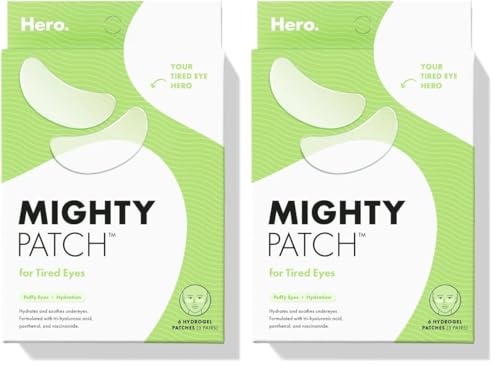 Mighty Patch HERO COSMETICS for Tired Eyes Patches - Soothing Hydrogel Patches - Awakens and Visibly De-puffs Undereyes with Multiple Applications (6 Count) (Pack of 2)