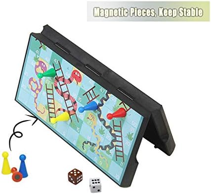 KOKOSUN Snakes and Ladders Board Game Mini Set -7.9, Magnetic Folding Board, Family Fun Game Toys for Kids and Adults