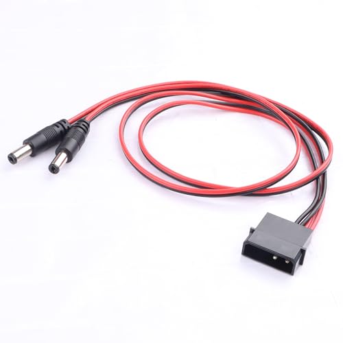 ELFJMZP PC Molex - Cable de extensión grande de 4 pines hembra a doble macho de 5 pines DC 5521, cable adaptador de fuente de alimentación de cobre puro de 12 V para ventiladores de caja/tiras LED
