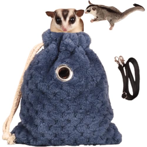 Copfeu Sugar Glider Bonding Pouch - Soft Sleeping Pouch with Breathable Vent & Drawstring Portable Travel Bag Small Animal Carrier for Sugar Glider Squirrel Hamster Rats Hedgehog Bird Parrot (Blue)