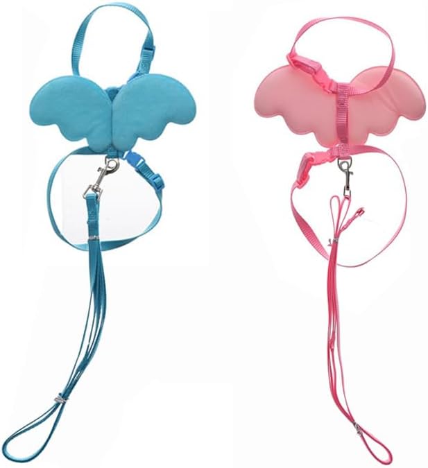 2 Pack Rabbit Harness and Leash, Adjustable Bunny Harness Cute Wings Pet Harness Leash Set for Puppy Kitten Ferret and Other Small Animals