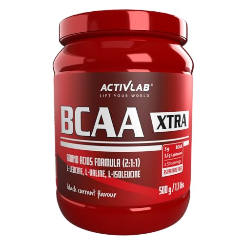 Activlab BCAA Xtra INSTANT 500g Schwarze Johannisbeere – Aminosäuren 2:1:1, 5000mg BCAA, 3,5g Glutamin, vor und nach dem Training, Muskelregeneration, 50 Portionen