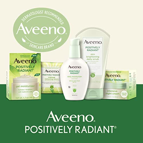 Aveeno Positively Radiant Oil-Free Makeup Removing Facial Cleansing Wipes To Help Even Skin Tone & Texture With Moisture-Rich Soy Extract, Gentle & Non-Comedogenic, 25 Ct. #TOP3