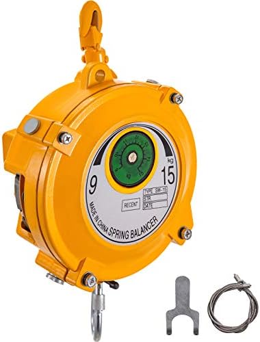 BestEquip Spring Balancer 20-33lbs(9-15kg) Retractable Tool Holder 1.5m Length Tool Balancer with Hook and Wire Rope Adjustable Balancer Retractor Hanging Holding Equipment in Yellow