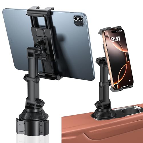 OHLPRO Soporte para Bebidas para Coche y Tablet con Brazo Ajustable, Soporte para Vasos y tabletas, para iPad Pro 12,9,9,7 Air Mini, iPhone, Tabs, 5 13 Pulgadas