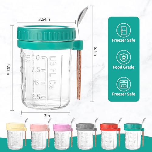 Image of Xileanalee 6 Pack Overnight Oats Containers with Lids and Spoons-18 Oz Overnight Oats Jars Mason Jars for Chia Pudding Cereal Fruit Vegetable Milk Salad Yogurt Meal Prep