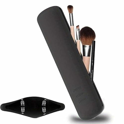 IMAXWAVE Estuche para brochas de maquillaje, Funda para brochas, Estuche para pinceles de maquillaje, Organizador de brochas, Porta brochas, Estuche de silicona para brochas, Imantado, Negro
