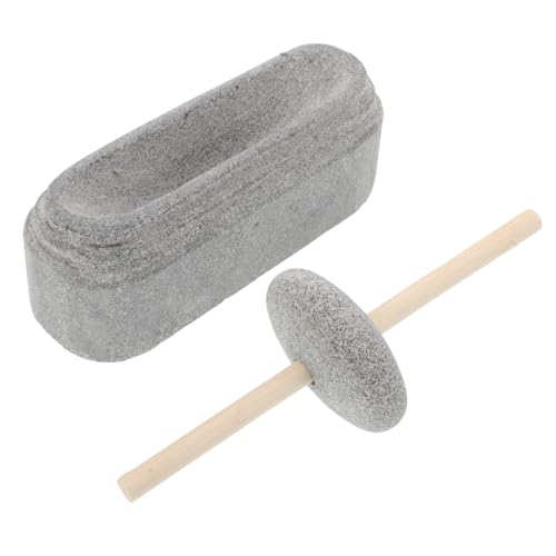 HIAKDOFT Mortero y Mano de Piedra de Granito Resistente Mortero Manual para Moler Especias Semillas y Triturador de Salsa y Pimienta para Cocina y Medicina Fácil de Limpiar y Duradero