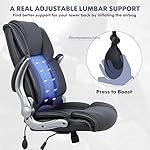 COLAMY High Back Executive Office Chair- Ergonomic Home Computer Desk Leather Chair with Padded Flip-up Arms, Adjustable Tilt Lock, Swivel Rolling Chair for Adult Working Study-Black - Image 4