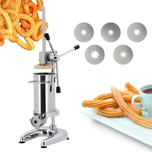 CUTANGELAR Presse À Pâte Commerciale, Machine À Churros Multifonctionnelle. Caractéristiques Avec Capacité 3L Et 5 Buses. Pour Production À Grand Volume Dans Divers Établissements Alimentaires.(3L)