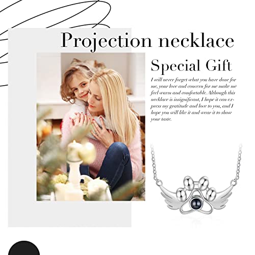 Remfacio Pet Photo Necklace,Personalized Dog Cat Paw Necklace Projection Customized Photo Projection Necklace Pendant Gift For Pet Memorial Christmas (Dog Paw-1Pc) (Paw Necklace-1) #TOP3