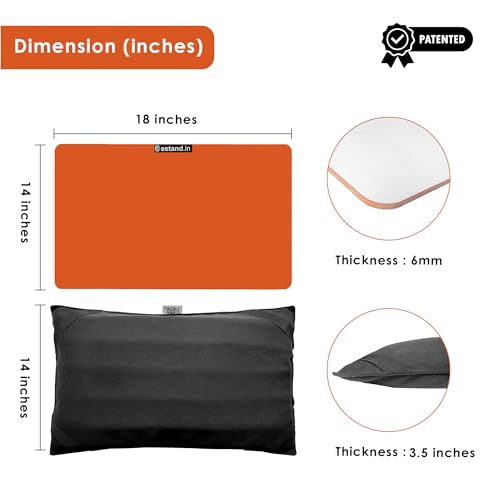 Image of Lap Board for Study | Home | Dining | Office | Laptop | Computer Desk | Reading & Writing | Multi-Purpose | Made in India | (MENDARIN, CUSHION-14X18-MENDARIN)