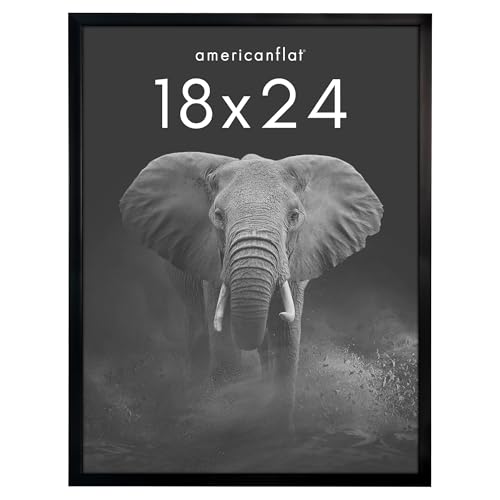 Americanflat 18x24 Poster Frame with Polished Plexiglass - Soho Collection - Gallery Style Deep Molding Picture Frames for Wall Display - Black by Americanflat - Used condition - US$17.73