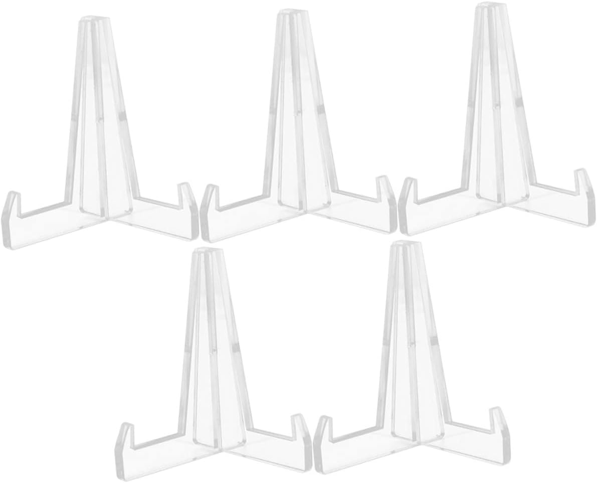 5pcs Jade Porcelain Plate Storage Rack Acrylic Display Stand Plate Holders for Kitchen