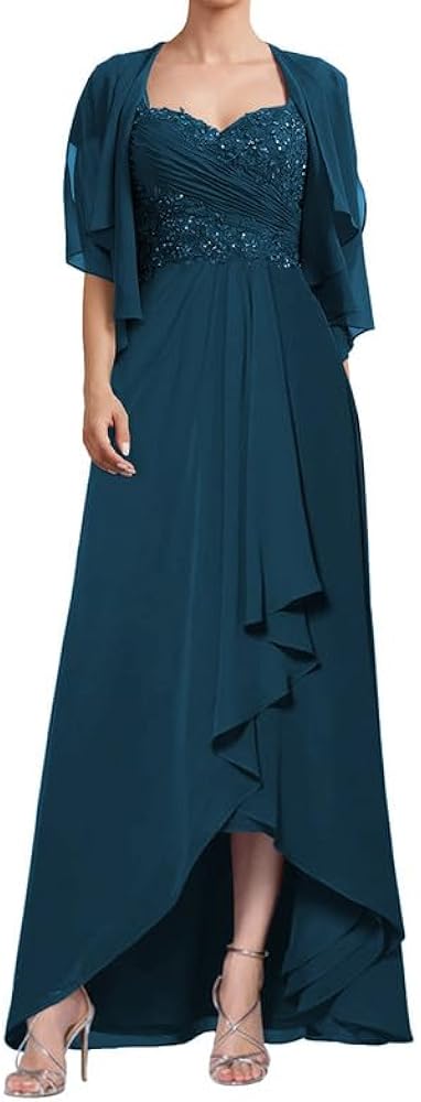 long evening dresses with jackets Long V Neck Lace Jacket Dress by Nox Anabel 5140– sheerdreamz main image 0