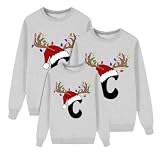 Genérico Sudaderas Navidad Familia Jersey Punto para Hombre Mujer Y Niños Jersey Navideñas Familiares Jerseys de Navidad para Parejas para el Invierno Sudadera Navideña Gris Familiar Mujer