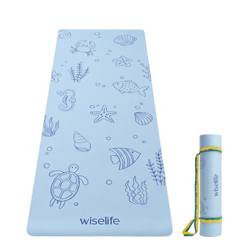 Image of Wiselife Kids Yoga Mat Non-Slip - Playtime For KIds 6mm Extra Thick, Soft, Easy to Fold, Anti Skid, Anti Slip (Blue)