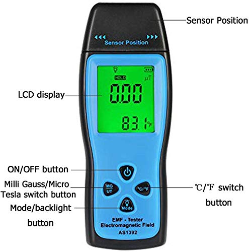 Medidor EMF digital portátil con pantalla LCD miniatura 3