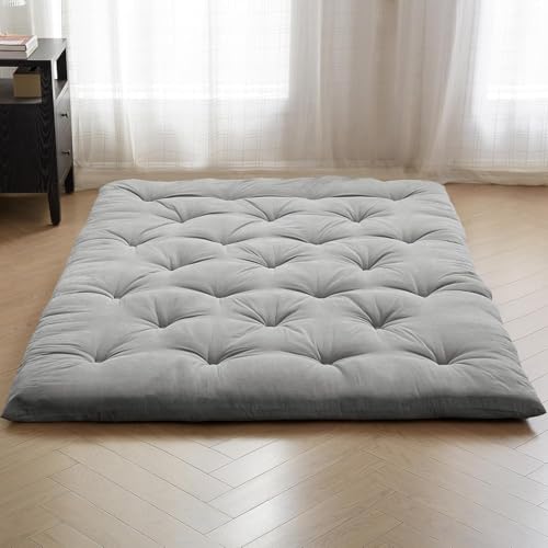 IMSMARTMART Fiber Mattress Futon Single Bed Mattress 36'X 72' Foldable Roll Up Tatami 2.5' Thicken Futon Multi Scene Floor Mattresses Yoga Living Room, Grey